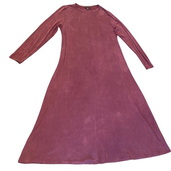 Eileen Fisher Crewneck Long Sleeve Cupro Blend Midi Dress in Jam Sz S #275D - Picture 5 of 9